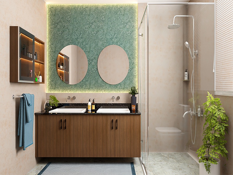 ជញ្ជាំងគ្រាប់ធញ្ញជាតិ Walnut ទាន់សម័យ ជញ្ជាំងបន្ទប់ទឹកឈើរឹង
