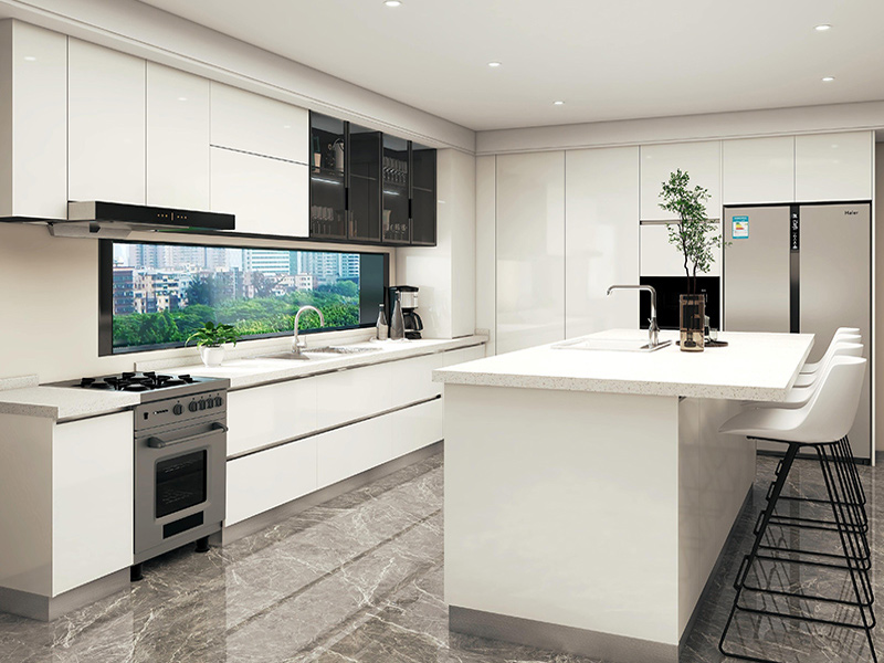 high-gloss pure white modern kitchen cabinets