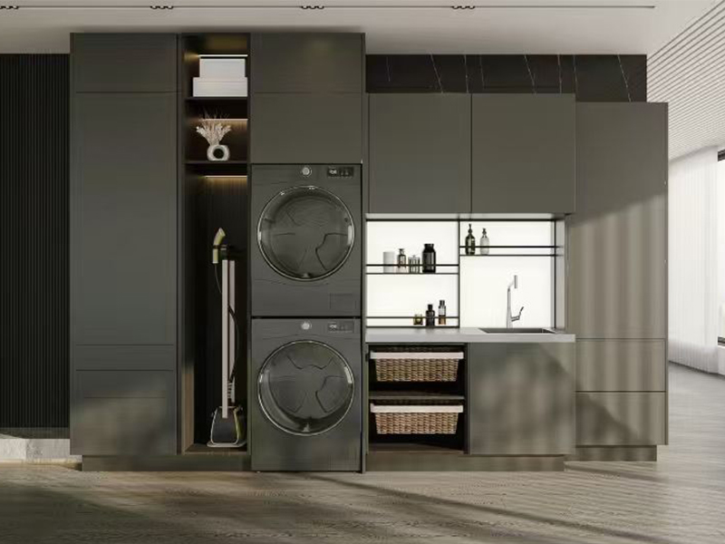 Matte Gray Series Laundry Cabinet