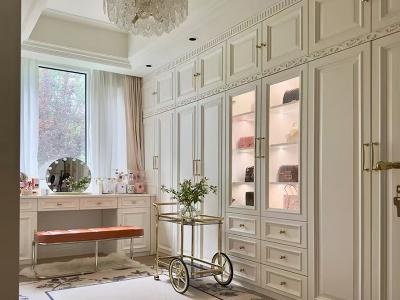 European Style Solid Wood Matte White Walk in Closet